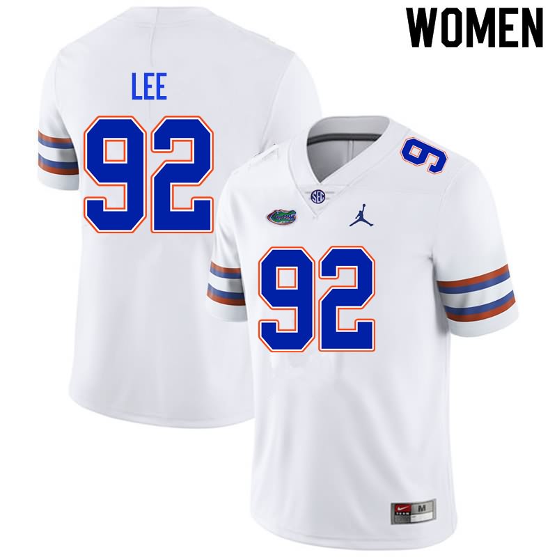 NCAA Florida Gators Jalen Lee Women's #92 Nike White Stitched Authentic College Football Jersey FES1764QG